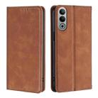 For OnePlus Nord CE4 Skin Feel Magnetic Leather Phone Case(Light Brown) - 1