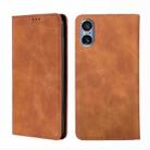 For Sony Xperia 5 V Skin Feel Magnetic Leather Phone Case(Light Brown) - 1