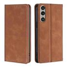 For Sony Xperia 1 VI Skin Feel Magnetic Leather Phone Case(Light Brown) - 1