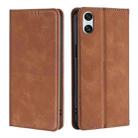 For Sony Xperia 10 VI Skin Feel Magnetic Leather Phone Case(Light Brown) - 1