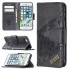 For iPhone 8 / 7 Matching Color Crocodile Texture Horizontal Flip PU Leather Case with Wallet & Holder & Card Slots(Black) - 1