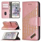 For iPhone 6 Matching Color Crocodile Texture Horizontal Flip PU Leather Case with Wallet & Holder & Card Slots(Rose Gold) - 1