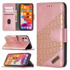 For iPhone 11 Matching Color Crocodile Texture Horizontal Flip PU Leather Case with Wallet & Holder & Card Slots(Rose Gold) - 1