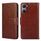 For vivo Y03 4G Crystal Texture Leather Phone Case(Brown) - 1