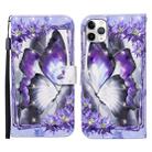 For iPhone 11 Pro Max 3D Painted Pattern Horizontal Flip Leather Case with Holder & Wallet & Card slot & Lanyard(Purple Flower Butterfly) - 1