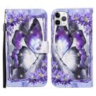 For iPhone 11 Pro 3D Painted Pattern Horizontal Flip Leather Case with Holder & Wallet & Card slot & Lanyard(Purple Flower Butterfly) - 1