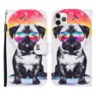 For iPhone 11 Pro 3D Painted Pattern Horizontal Flip Leather Case with Holder & Wallet & Card slot & Lanyard(Glasses Dog) - 1