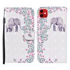 For iPhone 11 3D Painted Pattern Horizontal Flip Leather Case with Holder & Wallet & Card slot & Lanyard(Flower Elephant) - 1