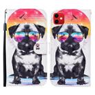 For iPhone 11 3D Painted Pattern Horizontal Flip Leather Case with Holder & Wallet & Card slot & Lanyard(Glasses Dog) - 1