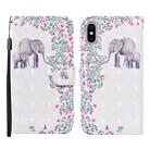 For iPhone XS Max 3D Painted Pattern Horizontal Flip Leather Case with Holder & Wallet & Card slot & Lanyard(Flower Elephant) - 1