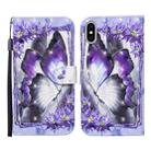 For iPhone XS Max 3D Painted Pattern Horizontal Flip Leather Case with Holder & Wallet & Card slot & Lanyard(Purple Flower Butterfly) - 1