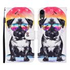 For iPhone XR 3D Painted Pattern Horizontal Flip Leather Case with Holder & Wallet & Card slot & Lanyard(Glasses Dog) - 1