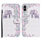 For iPhone X / XS 3D Painted Pattern Horizontal Flip Leather Case with Holder & Wallet & Card slot & Lanyard(Flower Elephant) - 1