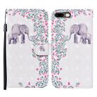 For iPhone 8 Plus / 7 Plus 3D Painted Pattern Horizontal Flip Leather Case with Holder & Wallet & Card slot & Lanyard(Flower Elephant) - 1