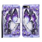 For iPhone 8 Plus / 7 Plus 3D Painted Pattern Horizontal Flip Leather Case with Holder & Wallet & Card slot & Lanyard(Purple Flower Butterfly) - 1