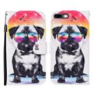 For iPhone 8 Plus / 7 Plus 3D Painted Pattern Horizontal Flip Leather Case with Holder & Wallet & Card slot & Lanyard(Glasses Dog) - 1