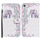 For iPhone SE 2022 / SE 2020 / 8 / 7 3D Painted Pattern Horizontal Flip Leather Case with Holder & Wallet & Card slot & Lanyard(Flower Elephant) - 1