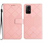 For Xiaomi 12 Lite Rhombic Grid Texture Leather Phone Case(Pink) - 1