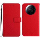 For Xiaomi 12S Ultra Rhombic Grid Texture Leather Phone Case(Red) - 1