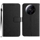 For Xiaomi 12S Ultra Rhombic Grid Texture Leather Phone Case(Black) - 1