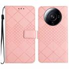 For Xiaomi 12S Ultra Rhombic Grid Texture Leather Phone Case(Pink) - 1