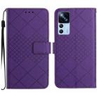 For Xiaomi 12T / 12T Pro Rhombic Grid Texture Leather Phone Case(Purple) - 1