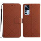 For Xiaomi 12T / 12T Pro Rhombic Grid Texture Leather Phone Case(Brown) - 1