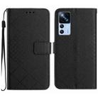 For Xiaomi 12T / 12T Pro Rhombic Grid Texture Leather Phone Case(Black) - 1