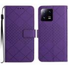 For Xiaomi 13 Rhombic Grid Texture Leather Phone Case(Purple) - 1