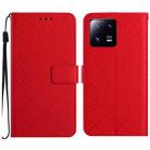 For Xiaomi 13 Rhombic Grid Texture Leather Phone Case(Red) - 1