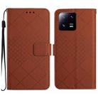 For Xiaomi 13 Rhombic Grid Texture Leather Phone Case(Brown) - 1