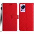 For Xiaomi 13 Lite Rhombic Grid Texture Leather Phone Case(Red) - 1