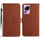 For Xiaomi 13 Lite Rhombic Grid Texture Leather Phone Case(Brown) - 1