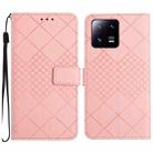 For Xiaomi 13 Pro Rhombic Grid Texture Leather Phone Case(Pink) - 1