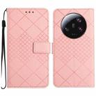 For Xiaomi 13 Ultra Rhombic Grid Texture Leather Phone Case(Pink) - 1