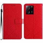 For Xiaomi 13T Rhombic Grid Texture Leather Phone Case(Red) - 1