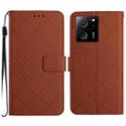 For Xiaomi 13T Rhombic Grid Texture Leather Phone Case(Brown) - 1