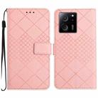 For Xiaomi 13T Rhombic Grid Texture Leather Phone Case(Pink) - 1
