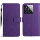 For Xiaomi 14 Rhombic Grid Texture Leather Phone Case(Purple) - 1