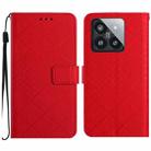 For Xiaomi 14 Rhombic Grid Texture Leather Phone Case(Red) - 1