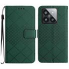 For Xiaomi 14 Rhombic Grid Texture Leather Phone Case(Green) - 1