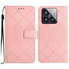 For Xiaomi 14 Rhombic Grid Texture Leather Phone Case(Pink) - 1