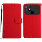 For Xiaomi Poco C40 Rhombic Grid Texture Leather Phone Case(Red) - 1