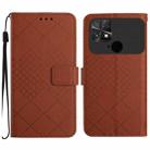 For Xiaomi Poco C40 Rhombic Grid Texture Leather Phone Case(Brown) - 1