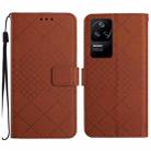 For Xiaomi Poco F4 5G Rhombic Grid Texture Leather Phone Case(Brown) - 1