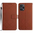 For Xiaomi Poco F5 Rhombic Grid Texture Leather Phone Case(Brown) - 1