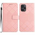 For Xiaomi Poco F5 Rhombic Grid Texture Leather Phone Case(Pink) - 1