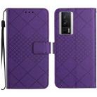 For Xiaomi Poco F5 Pro Rhombic Grid Texture Leather Phone Case(Purple) - 1