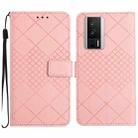 For Xiaomi Poco F5 Pro Rhombic Grid Texture Leather Phone Case(Pink) - 1