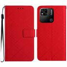 For Xiaomi Redmi 10A / 9C Rhombic Grid Texture Leather Phone Case(Red) - 1